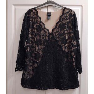 INC (Macy's Private Label) Black Lace Evening Top -- Size 1X